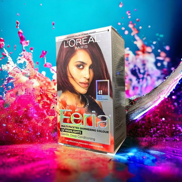 L'Oreal Paris Feria 41 Rich Mahogany Multi-Faceted Shimmering Hair Color 2pk - Picture 2 of 6
